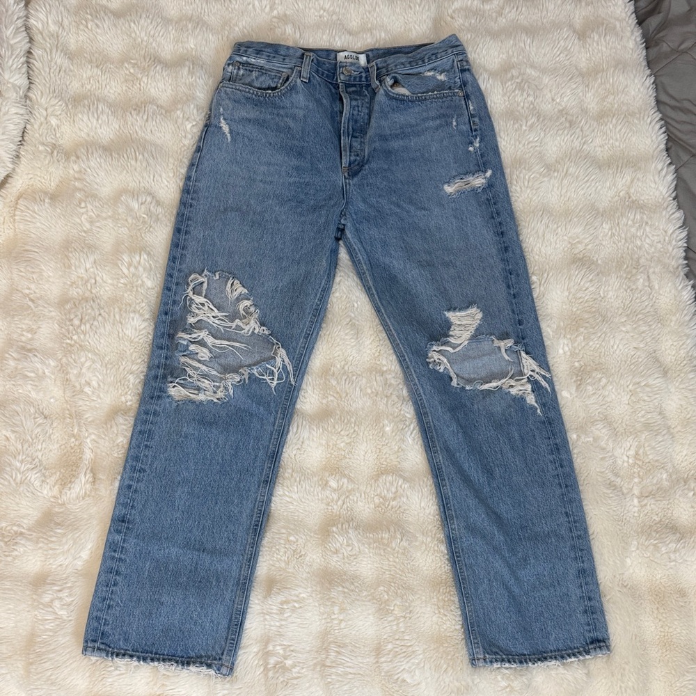 Agolde 90’s style distressed jeans. Made in USA 28 waist, 28 inseam . Great c.